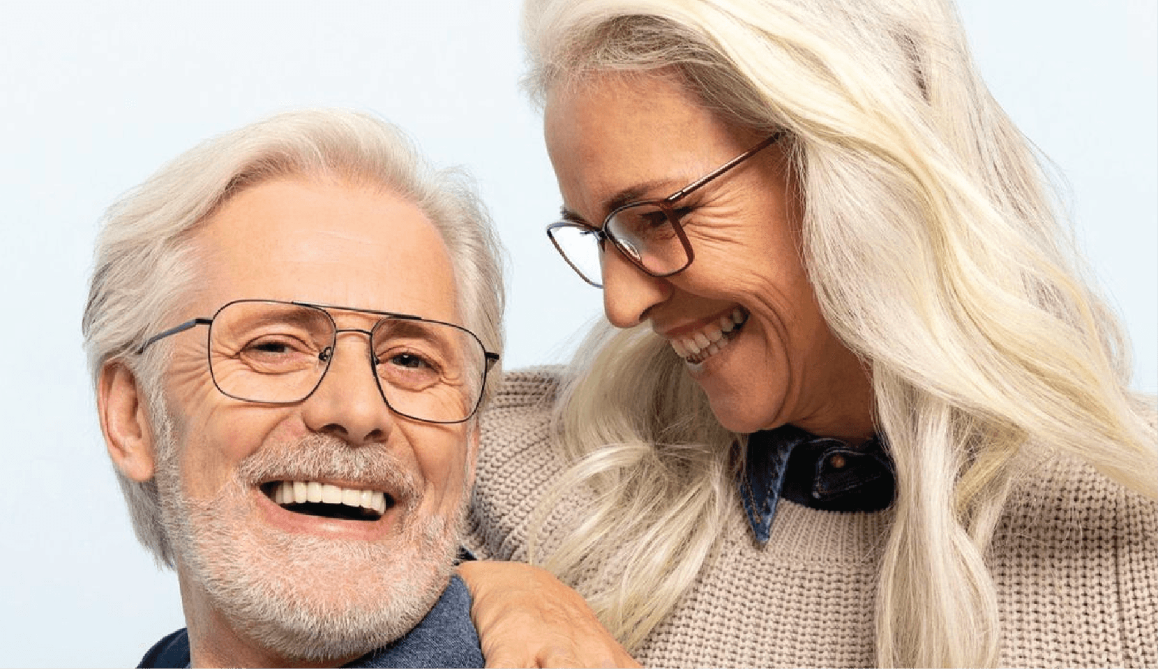 Older couple wearing glasses