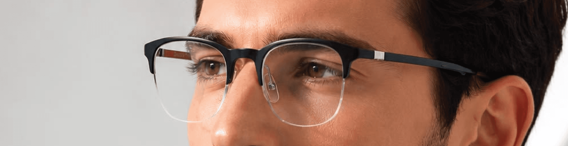 Man wearing single vision glasses